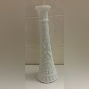 White Glass Candle Stick Holder